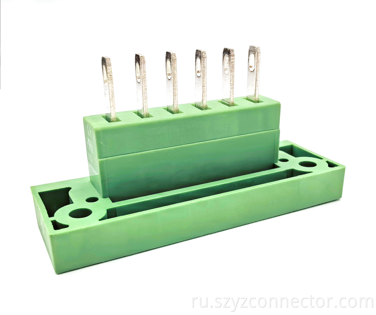 Съемные клеммные колодки с шагом 5,08 мм, вилка, 6P, зеленые 5.08mm Pitch Pluggable Terminal Blocks Male 6P Green